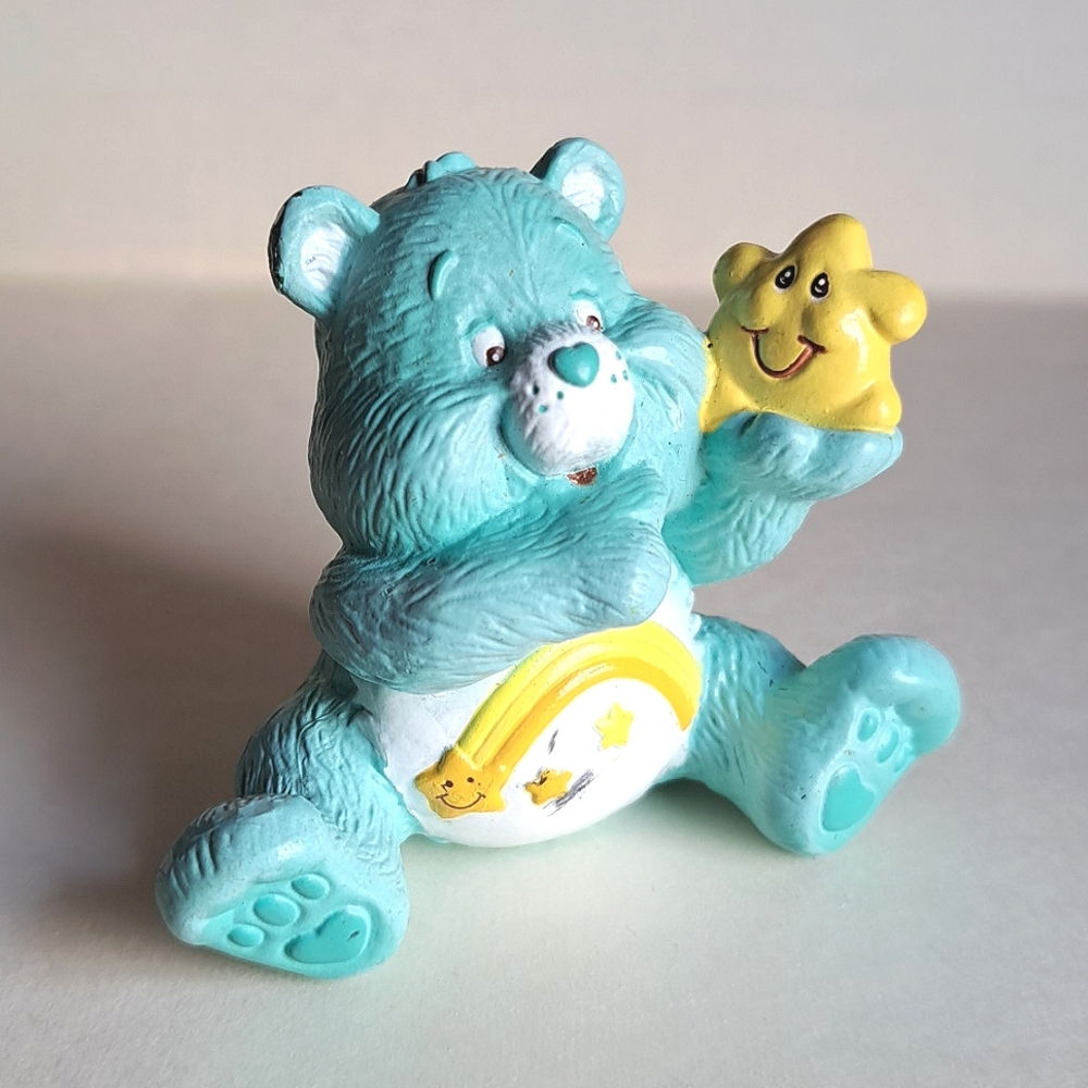 Vintage Y2k Care Bears Wish Bear Cute Plastic Figure Figurine